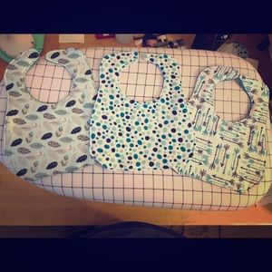 Set of 3 Handmade Baby Boy Burp Cloths